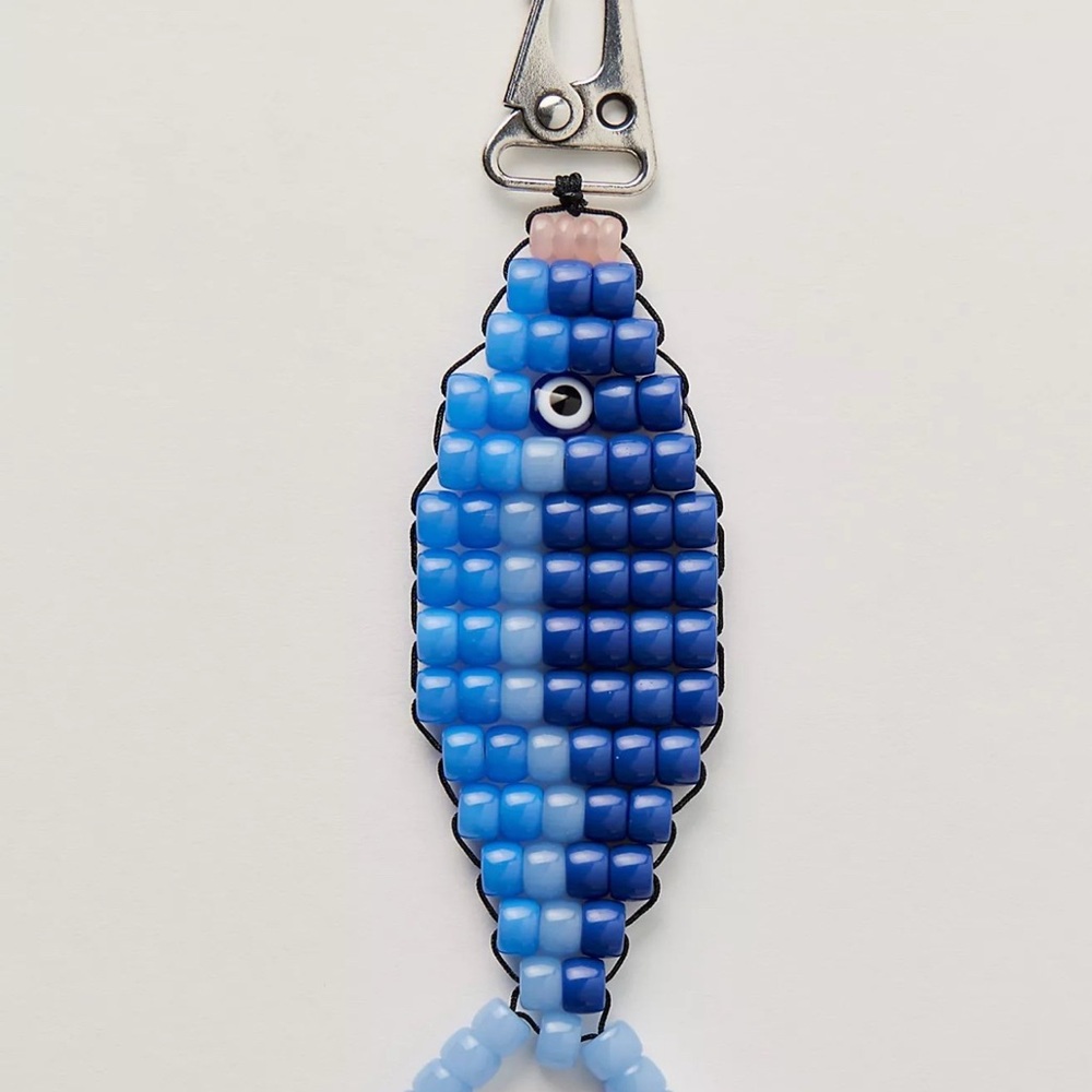 Free People Blue Beaded Fish Bag Charm